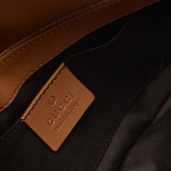 GUCCI Two Tone Beige GG Canvas, Suede and Leather Flap Pochette - Picture 7 of 8